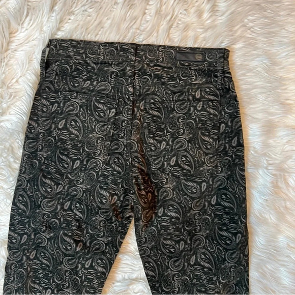NWOT AG High Rise Stevie Slim Straight Ankle Velvet Pant Paisley Print Casual 28 - Picture 10 of 11
